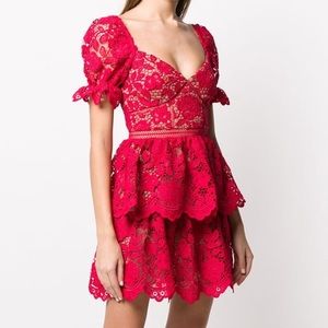 self portrait flower lace mini dress